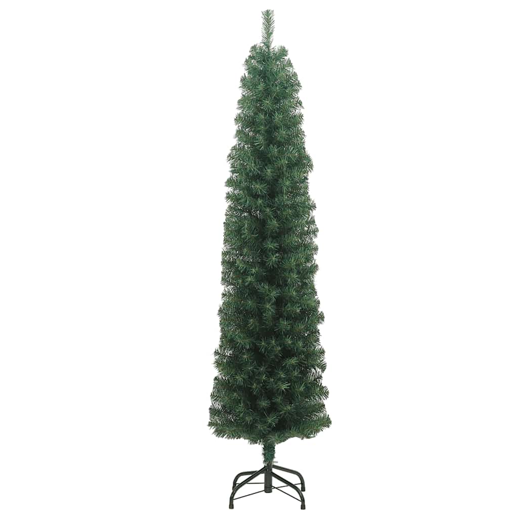 Plāns mākslīgais Ziemassvētku eglīte ar statīvu, zaļa, 210cm, PVC