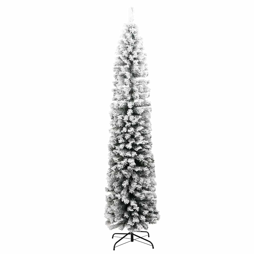 Slim artificial Christmas tree SHINE MEADOW, with snow, green, 210cm.