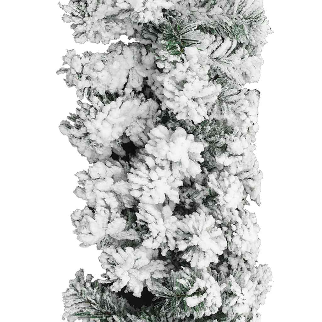 Christmas garland, green, 20m, PVC, snow-dusted