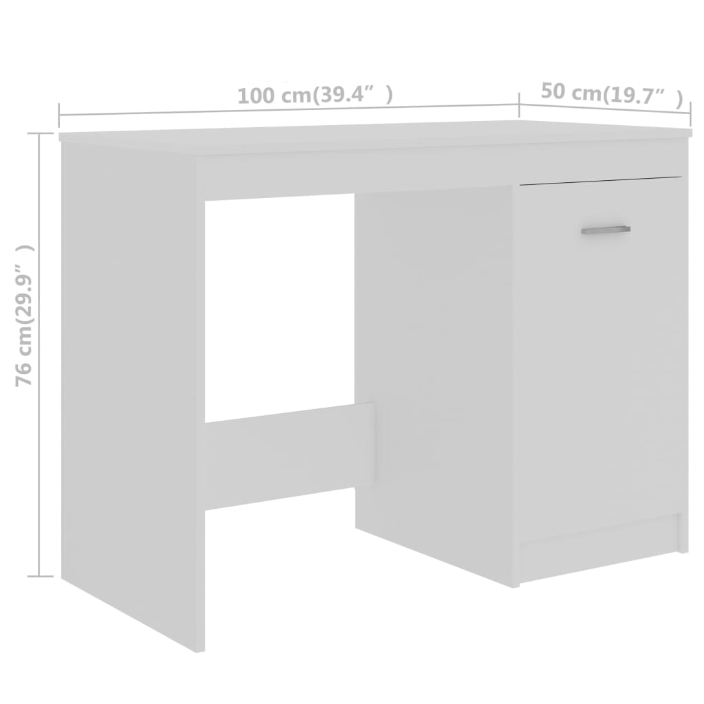 Rašomasis stalas, baltos spalvos, 140x50x76cm, apdirbta mediena