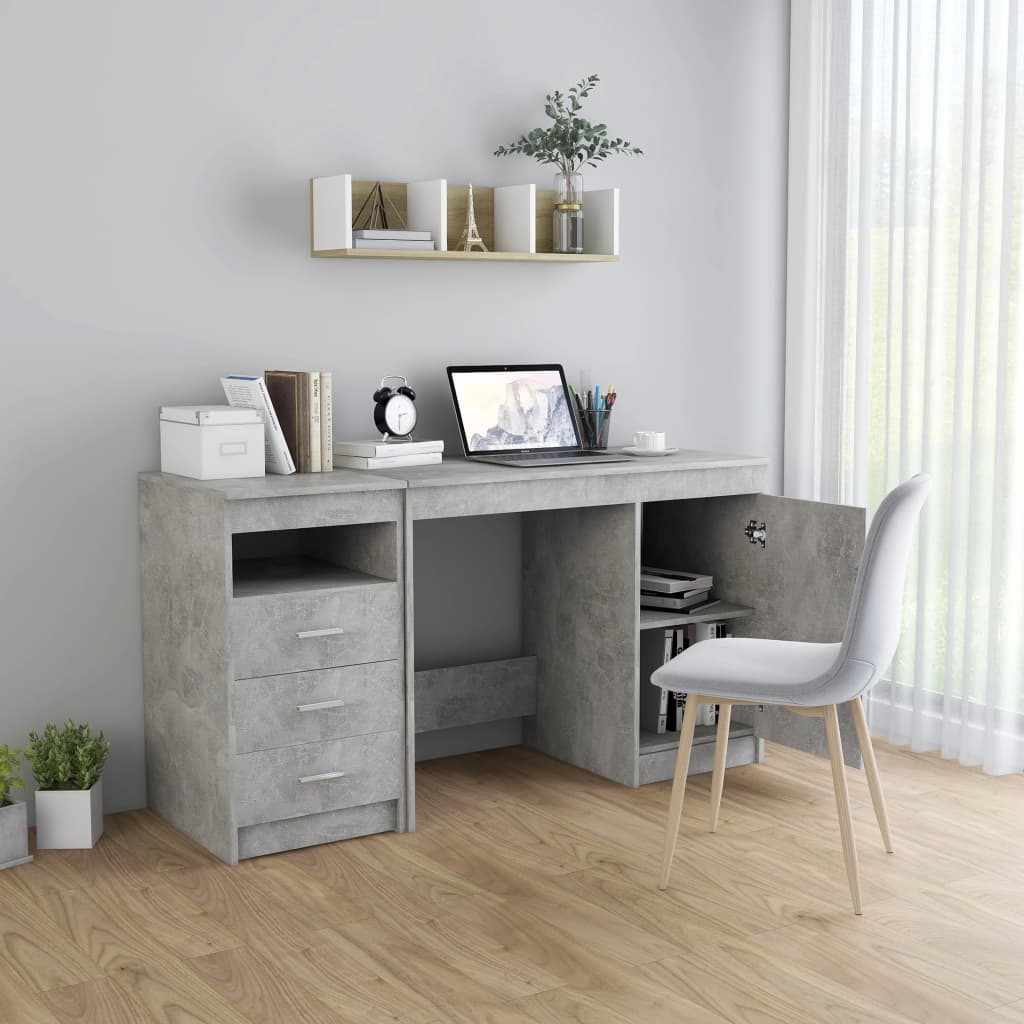 Desk, concrete grey, 140x50x76cm, engineered wood