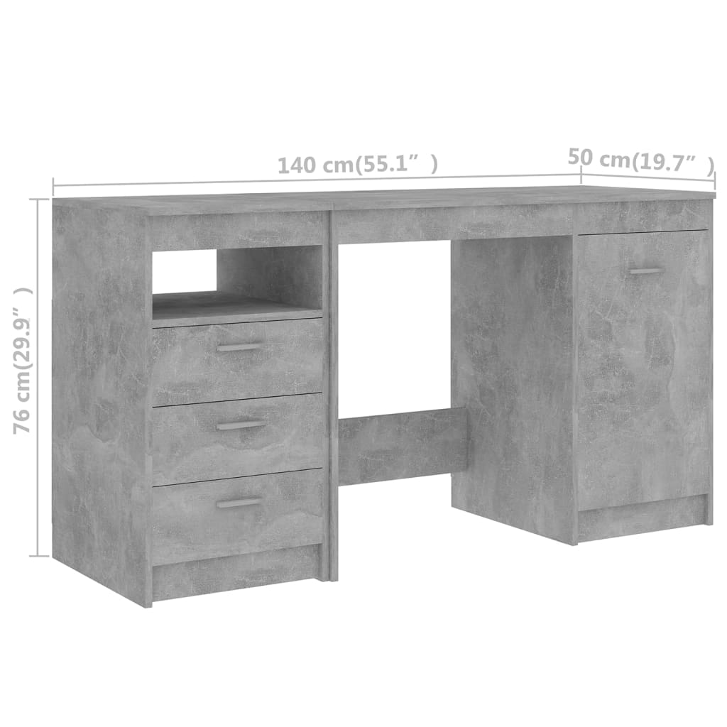 Desk, concrete grey, 140x50x76cm, engineered wood