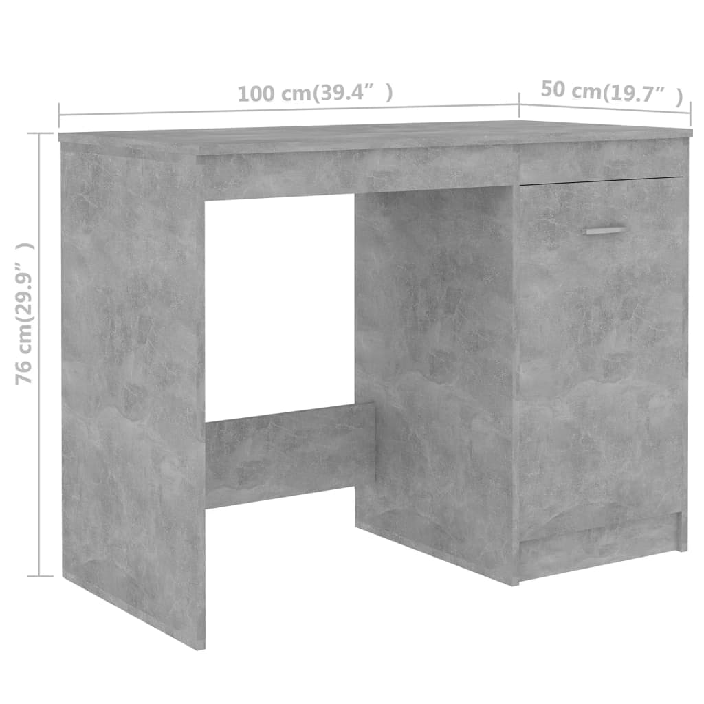 Desk, concrete grey, 140x50x76cm, engineered wood