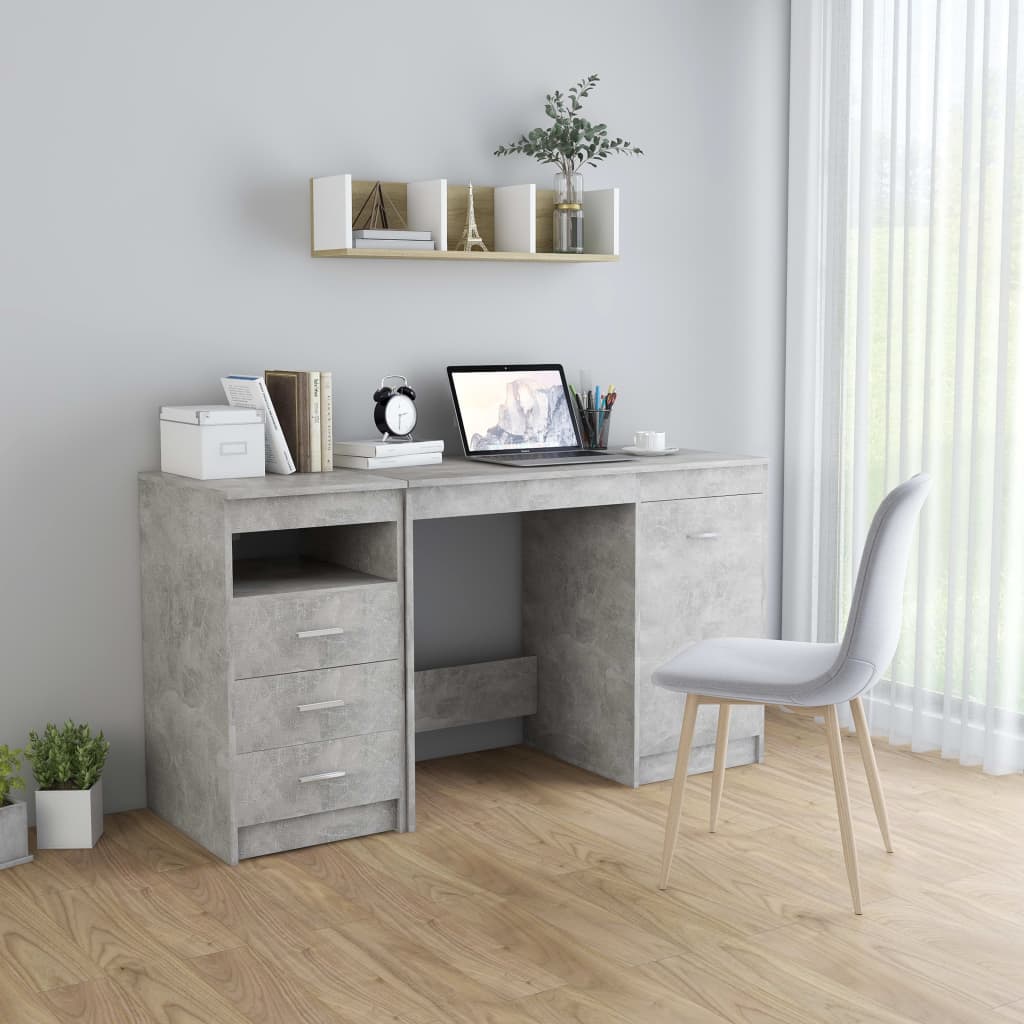 Desk, concrete grey, 140x50x76cm, engineered wood