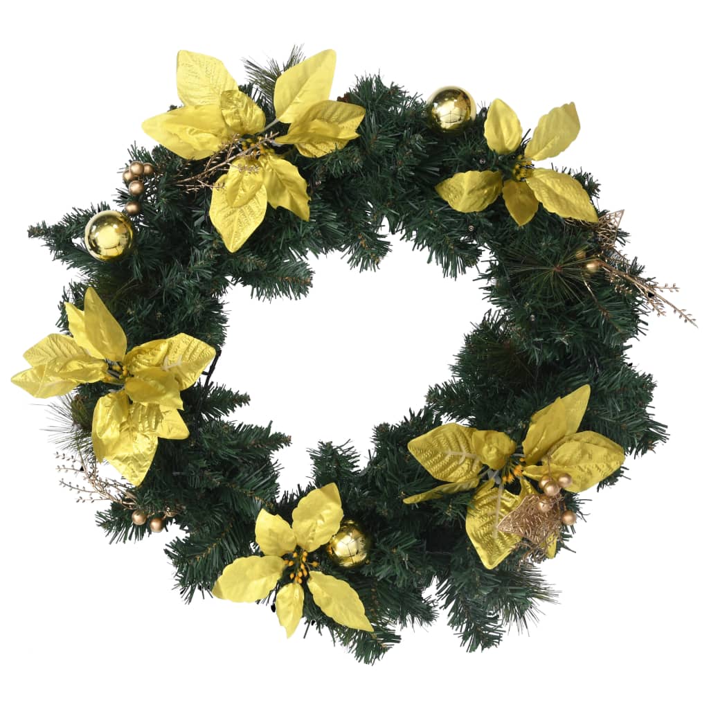 Christmas wreath with LED lights, green, 60cm, PVC
