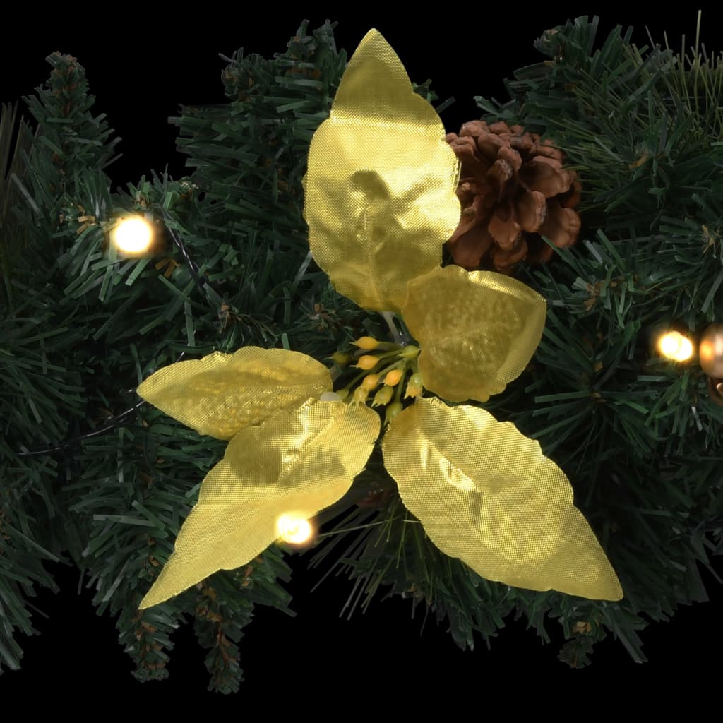 Christmas wreath with LED lights, green, 60cm, PVC