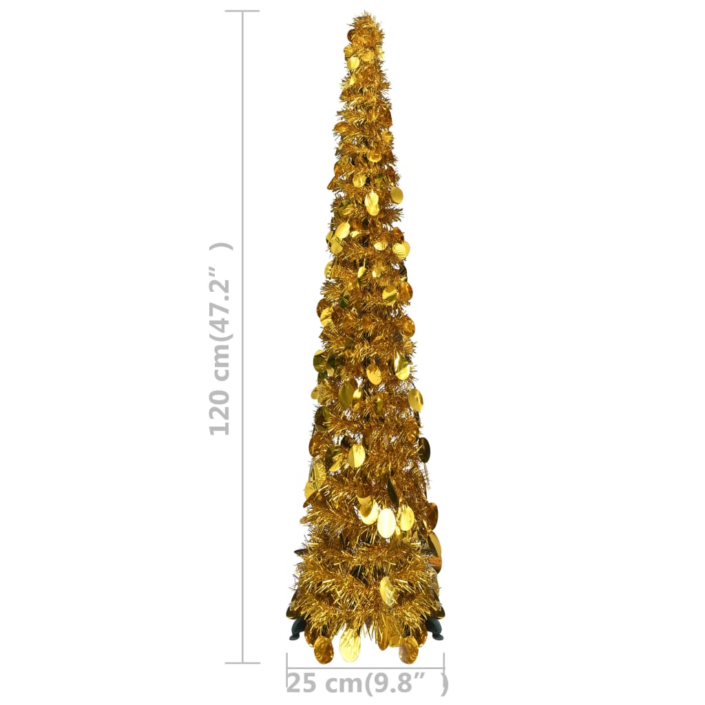 Išskleidžiama dirbtinė Kalėdų eglutė, auksinė, 120cm, PET