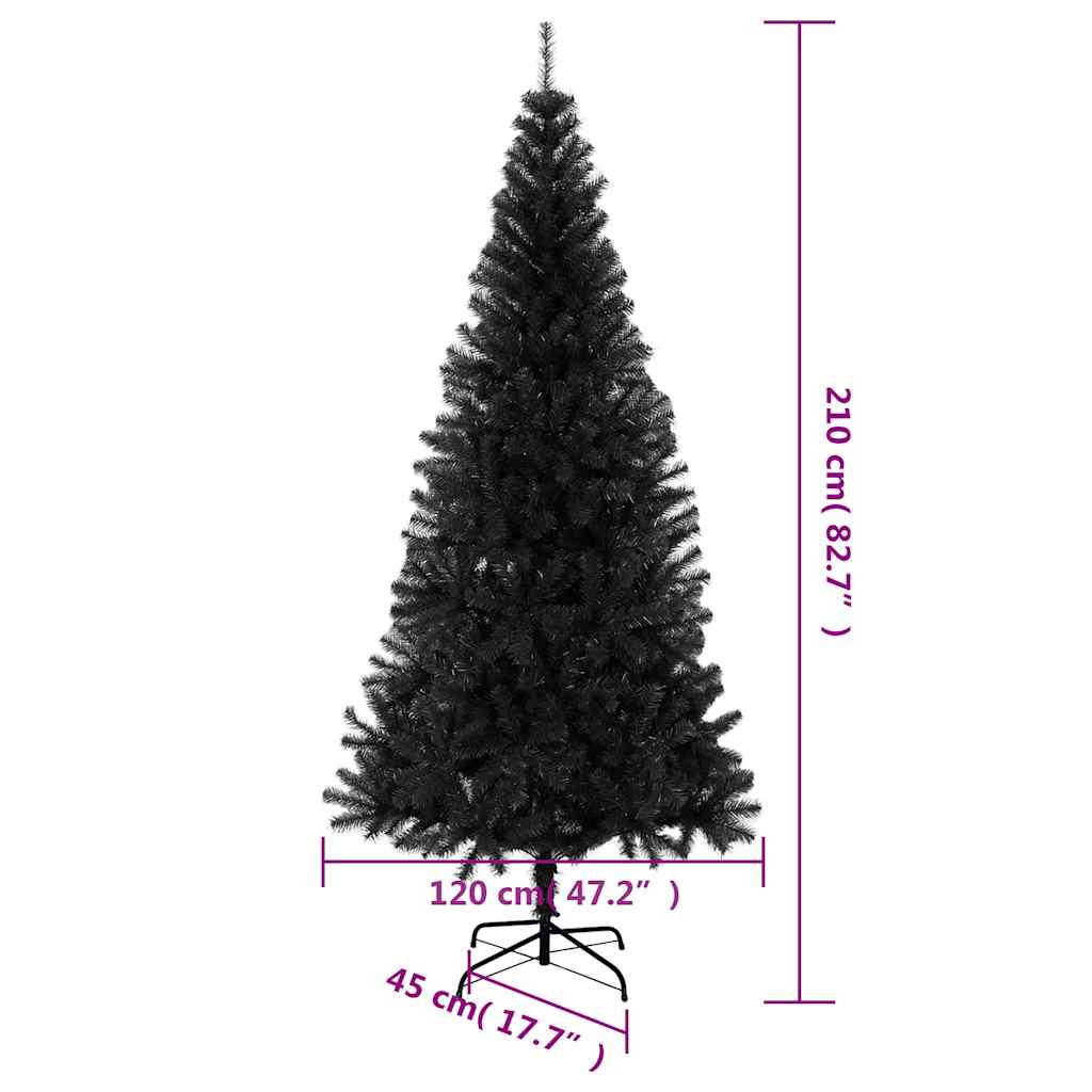 Artificial Christmas tree with stand, black, 210cm, PVC