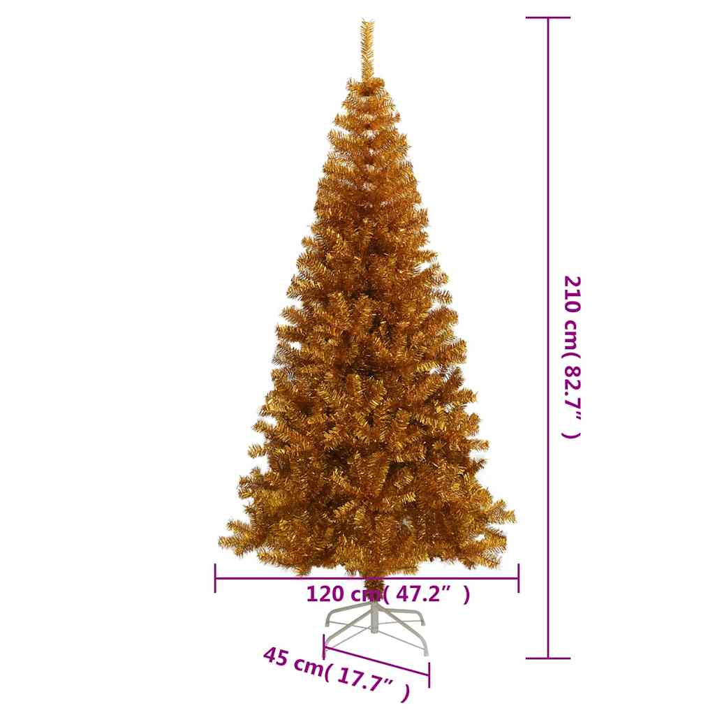 Dirbtinė Kalėdų eglutė su stovu, auksinės spalvos, 210cm, PET