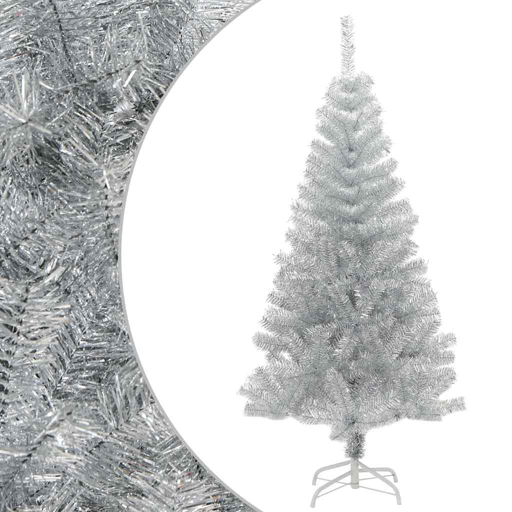 Dirbtinė Kalėdų eglutė su stovu, sidabrinės spalvos, 150cm, PET