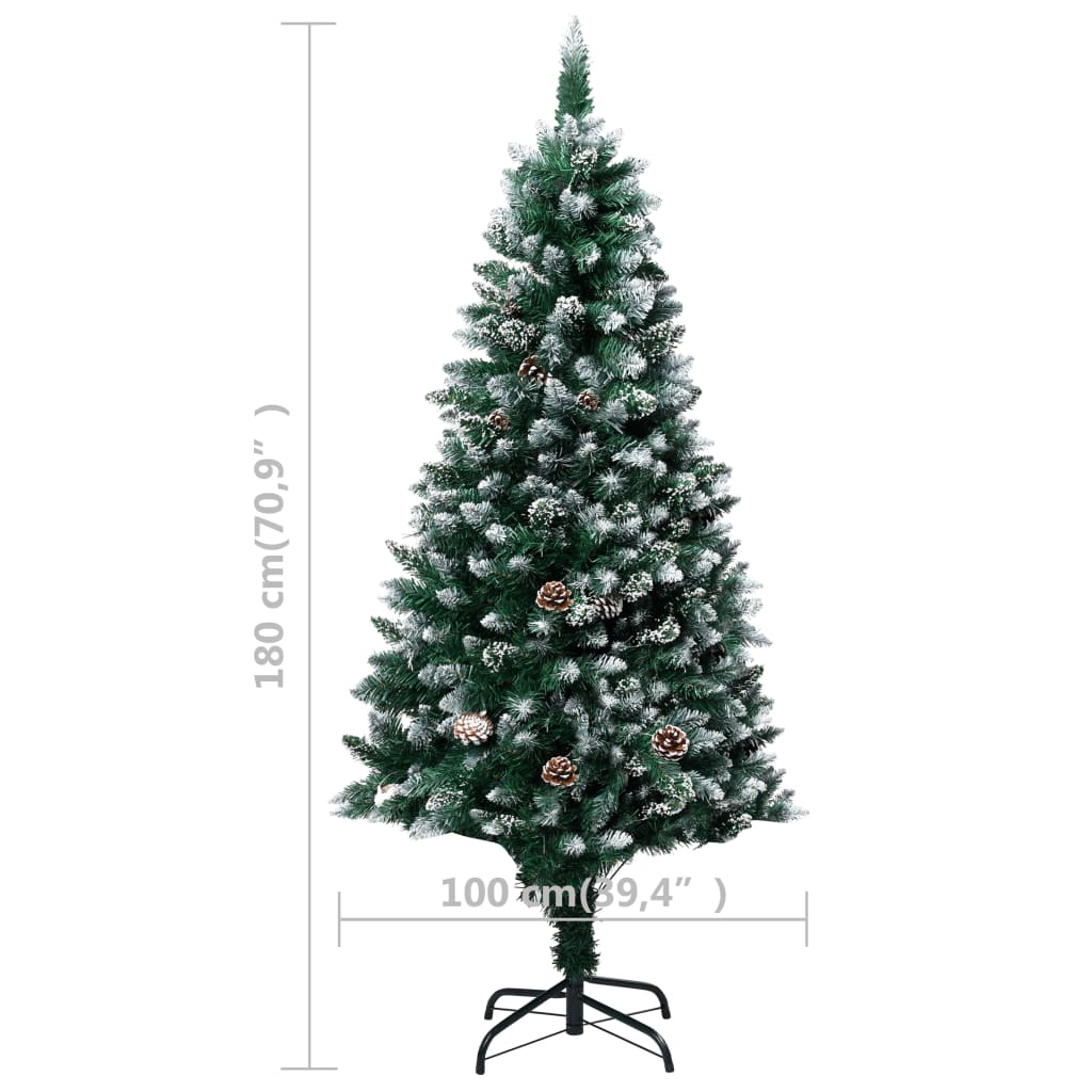 Artificial Christmas tree with pine cones and white snow, 180cm
