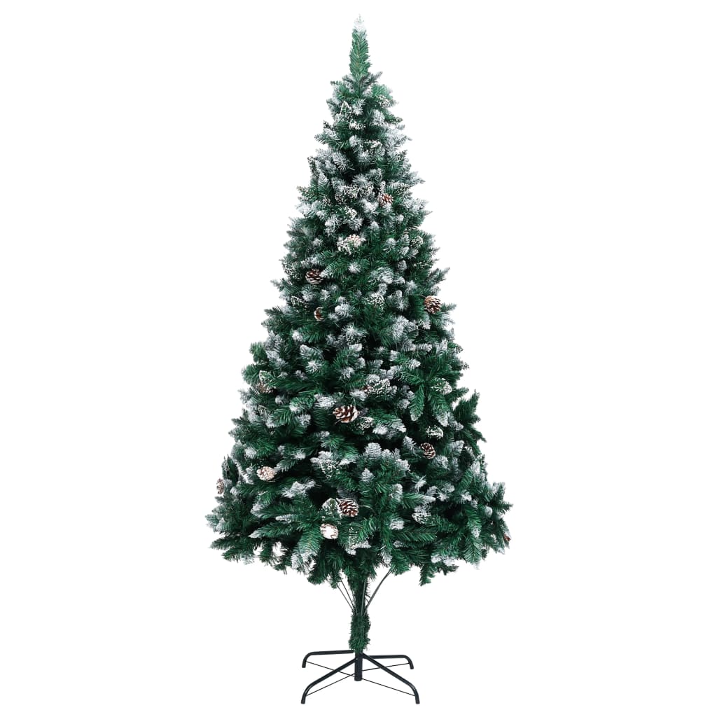 Dirbtinė Kalėdų eglutė EVERGREEN CRYSTAL, su kankorėžiais ir baltu sniegu, 210cm.