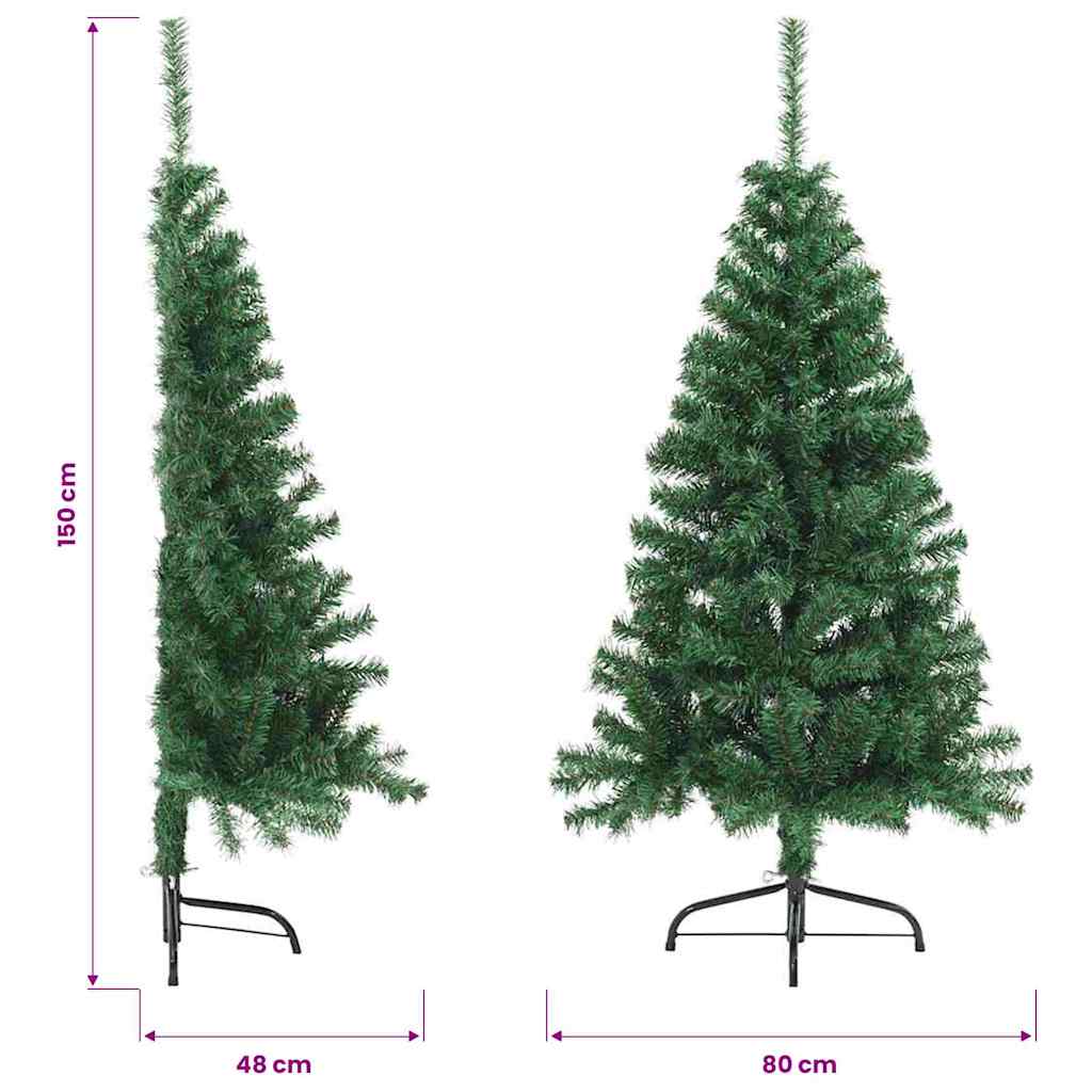 Mākslīgā pusīgā Ziemassvētku eglīte ar statīvu, zaļa, 150cm, PVC