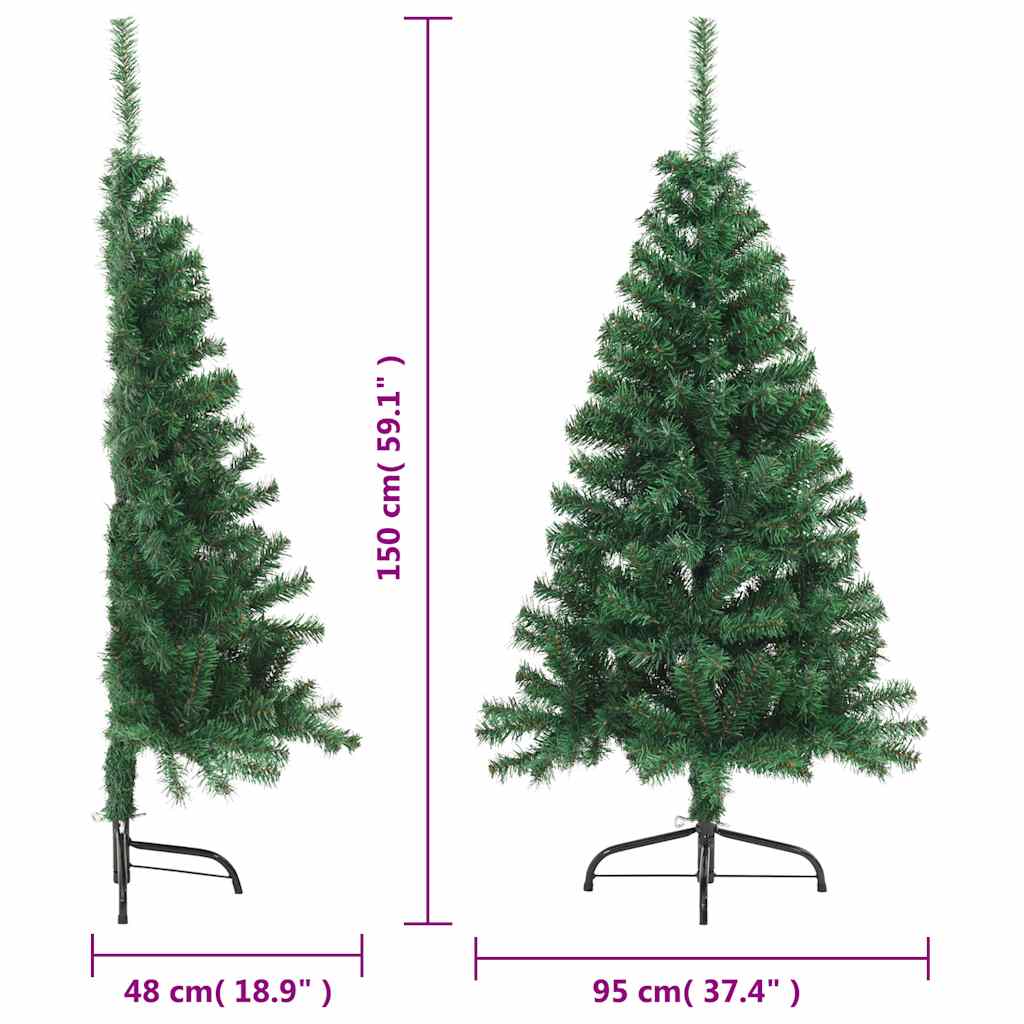 Mākslīgā pusīgā Ziemassvētku eglīte ar statīvu, zaļa, 150cm, PVC