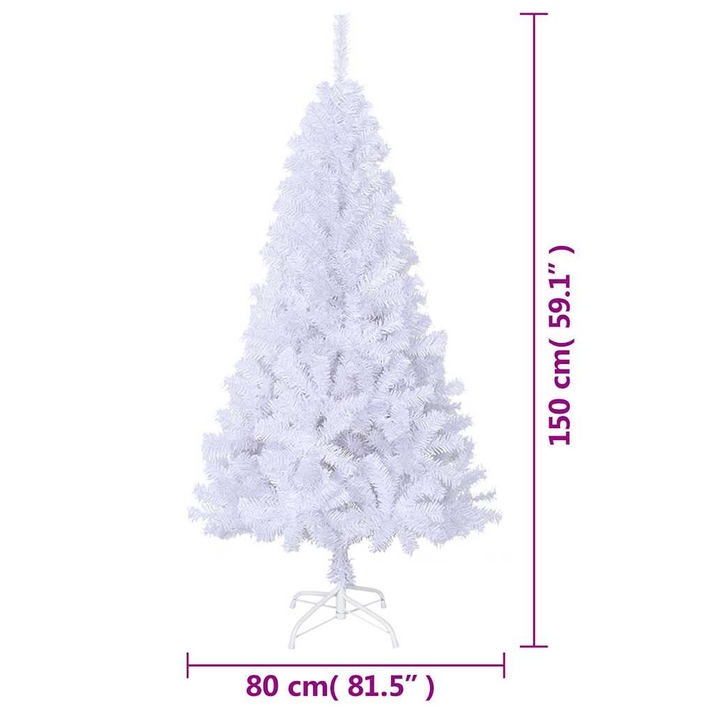 Mākslīgā Ziemassvētku eglīte ar bieziem zariem, balta, 150cm, PVC