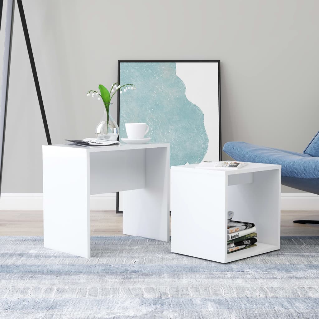 Kavos staliukų komplektas, baltas, 48x30x45cm, apdirbta mediena