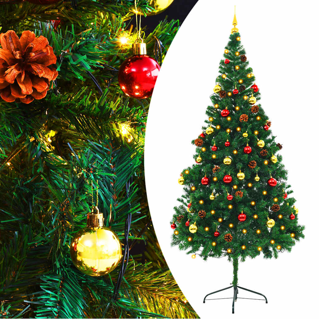 Artificial Pre-lit Christmas Tree HOLLOW BOREAL, with decorations, green, 210cm.