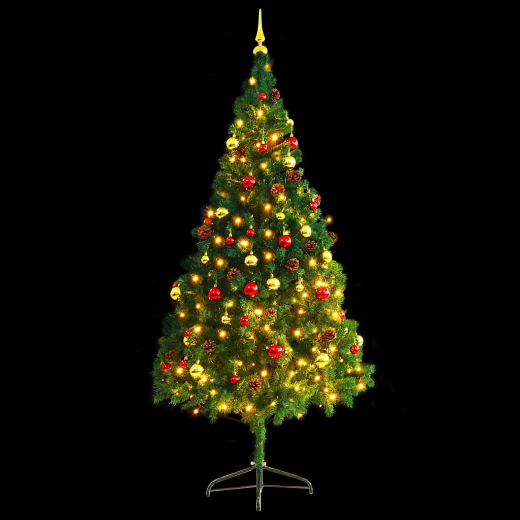 Artificial Pre-lit Christmas Tree HOLLOW BOREAL, with decorations, green, 210cm.