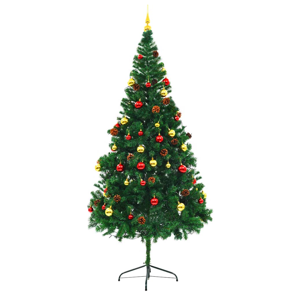 Artificial Pre-lit Christmas Tree HOLLOW BOREAL, with decorations, green, 210cm.