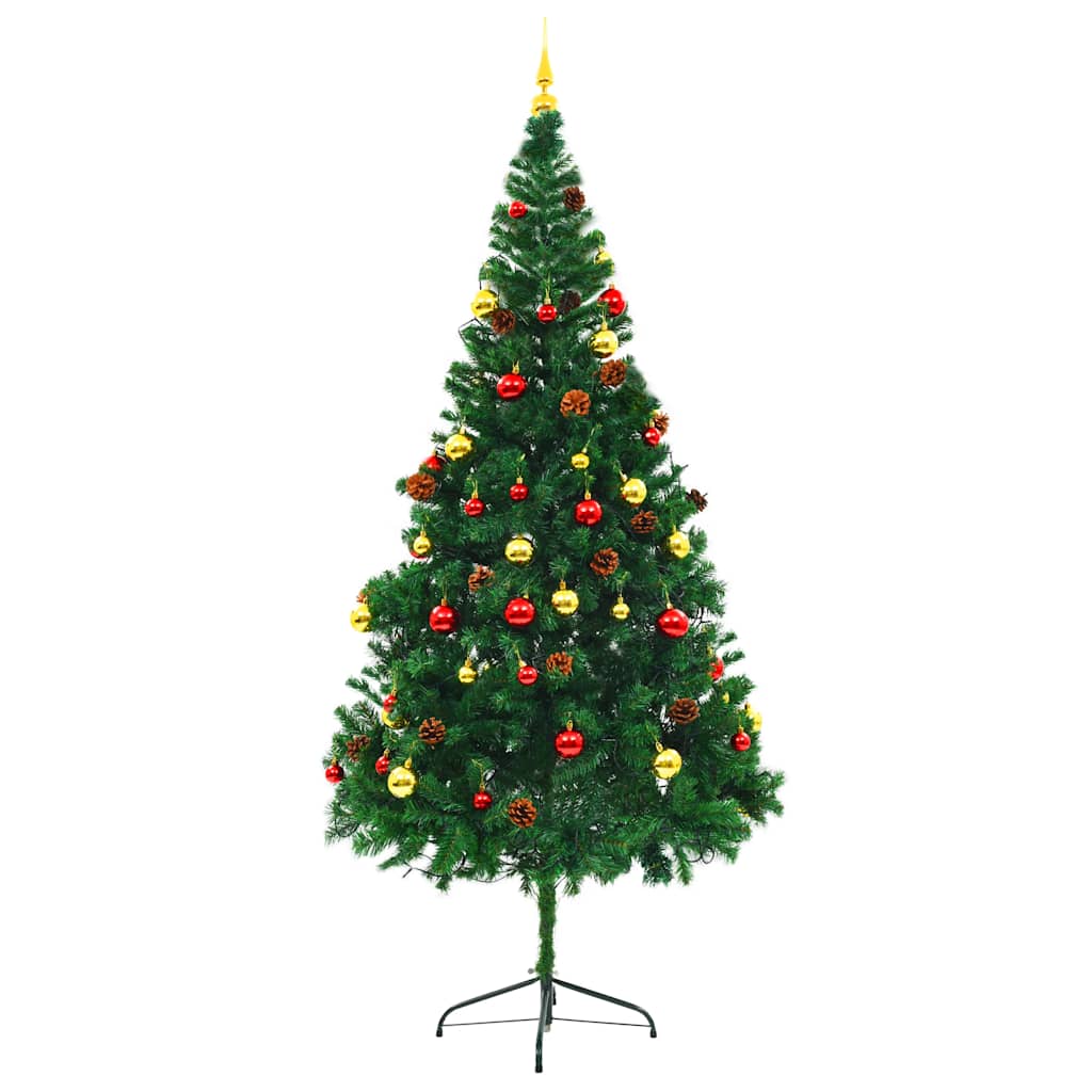 Artificial Pre-lit Christmas Tree HOLLOW BOREAL, with decorations, green, 210cm.
