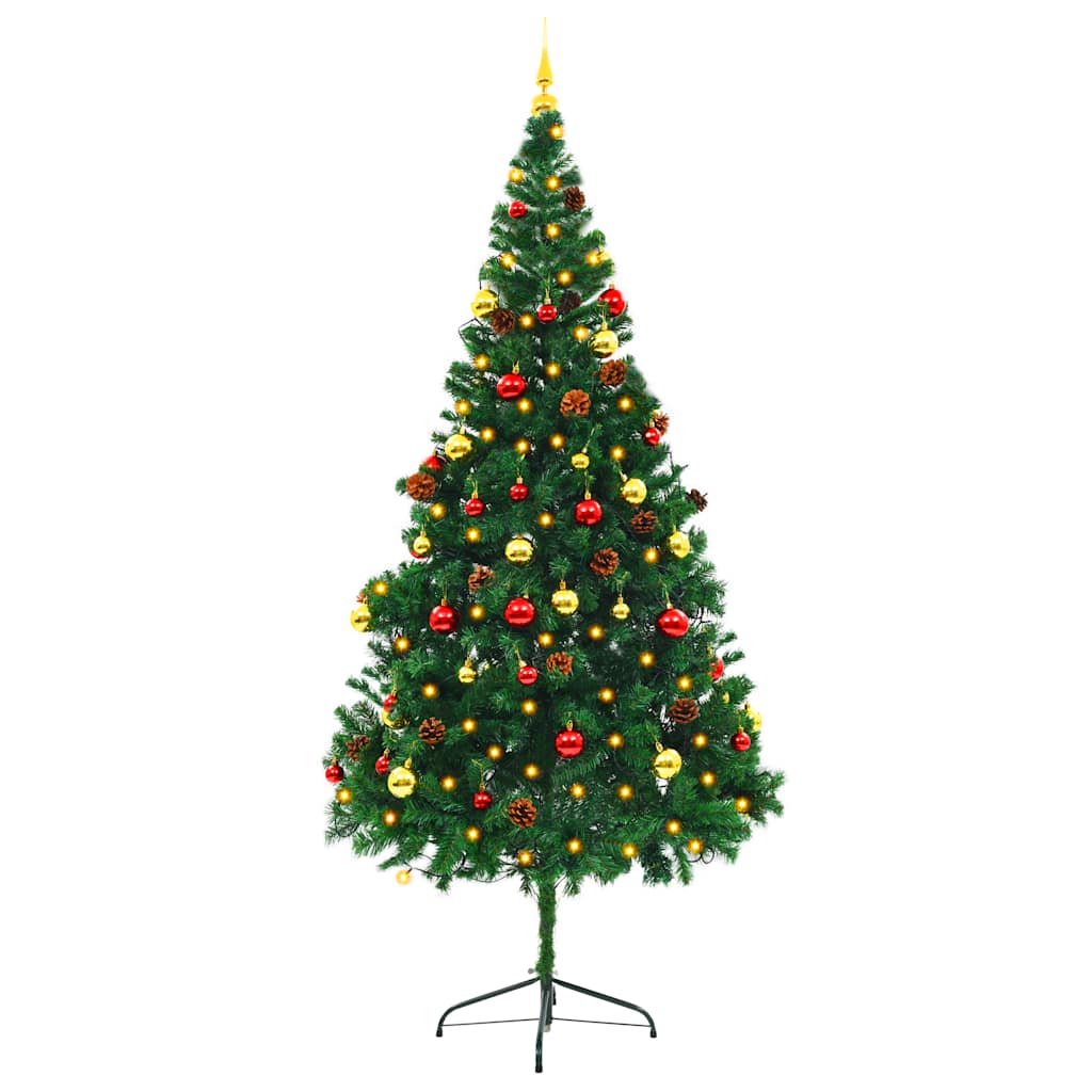 Artificial Pre-lit Christmas Tree HOLLOW BOREAL, with decorations, green, 210cm.