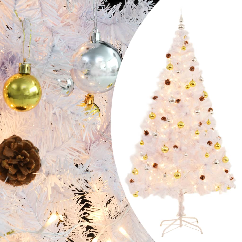 Artificial Pre-Lit Christmas Tree HOLLOW BOREAL, with decorations, white, 210cm.
