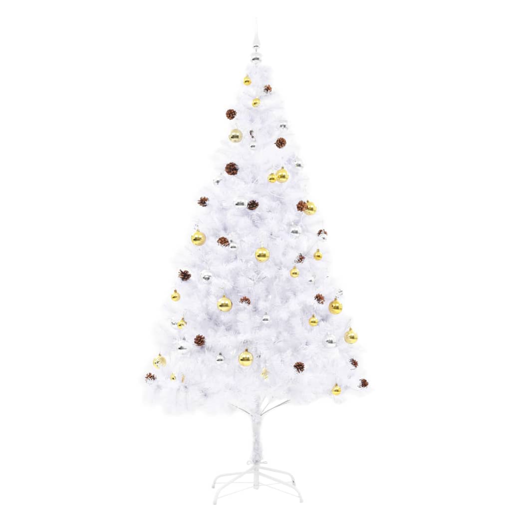 Artificial Pre-Lit Christmas Tree HOLLOW BOREAL, with decorations, white, 210cm.