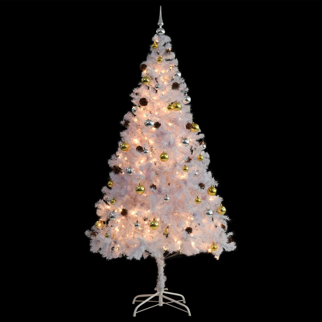 Artificial Pre-Lit Christmas Tree HOLLOW BOREAL, with decorations, white, 210cm.