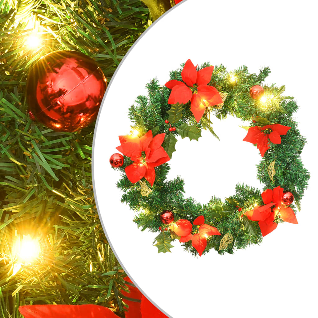 Ziemassvētku vainags ar LED lampiņām, zaļš, 60 cm, PVC