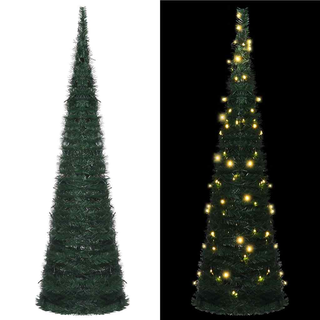 Pop-up pre-lit artificial Christmas tree, SHINE PINE, green, 210cm.