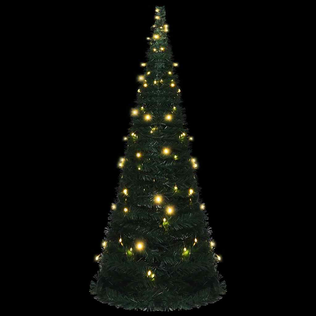 Pop-up pre-lit artificial Christmas tree, SHINE PINE, green, 210cm.