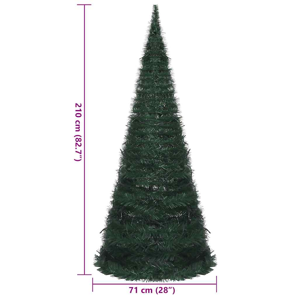 Pop-up pre-lit artificial Christmas tree, SHINE PINE, green, 210cm.