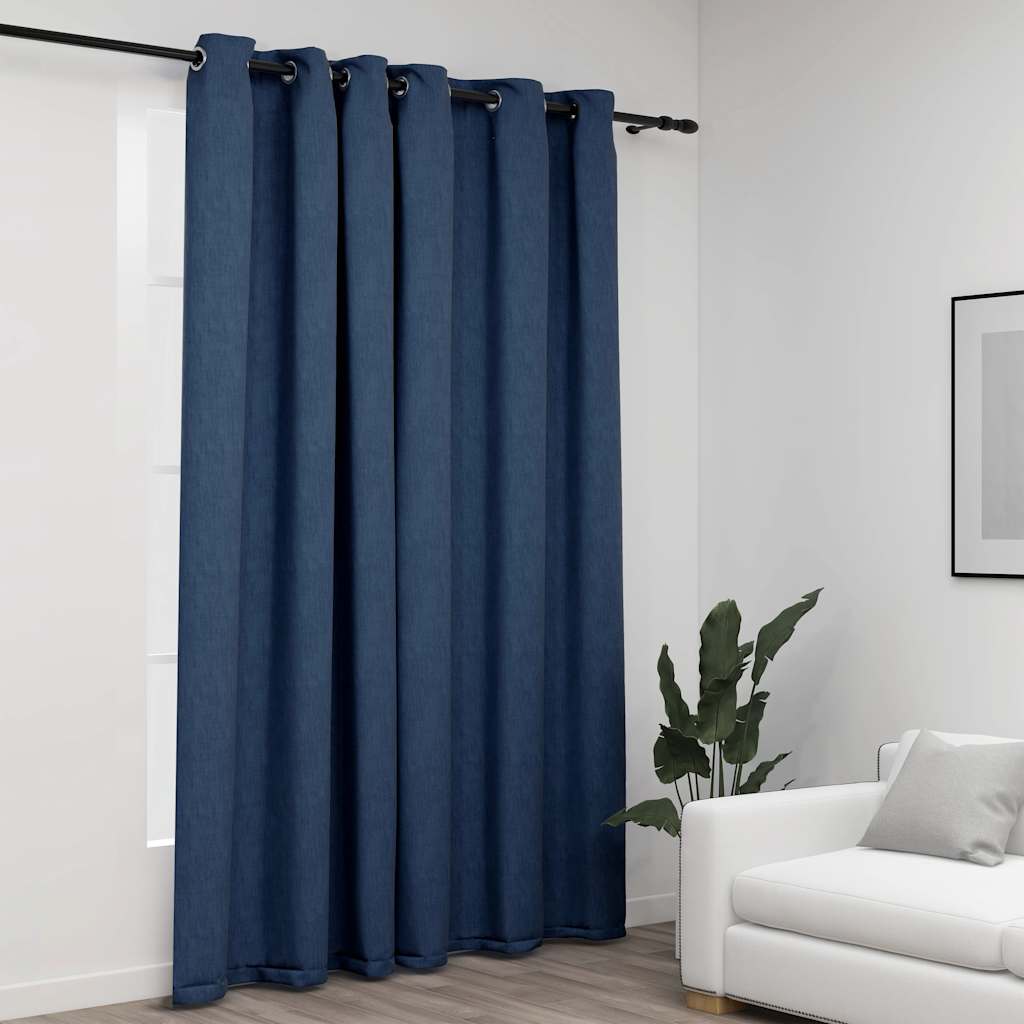 Eyelet blackout curtain, blue, 290x245cm