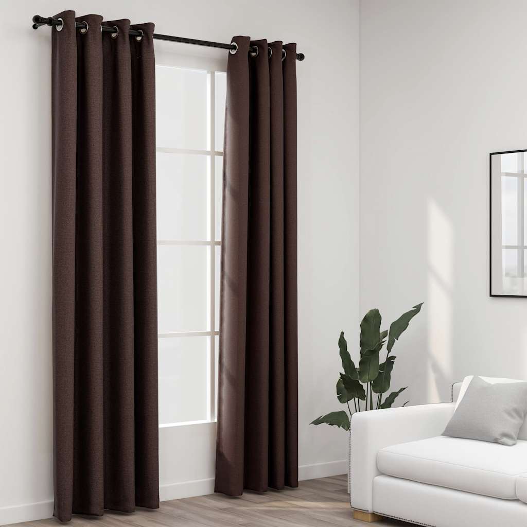 Night curtains with loops, 2 pcs., taupe, 140x245cm