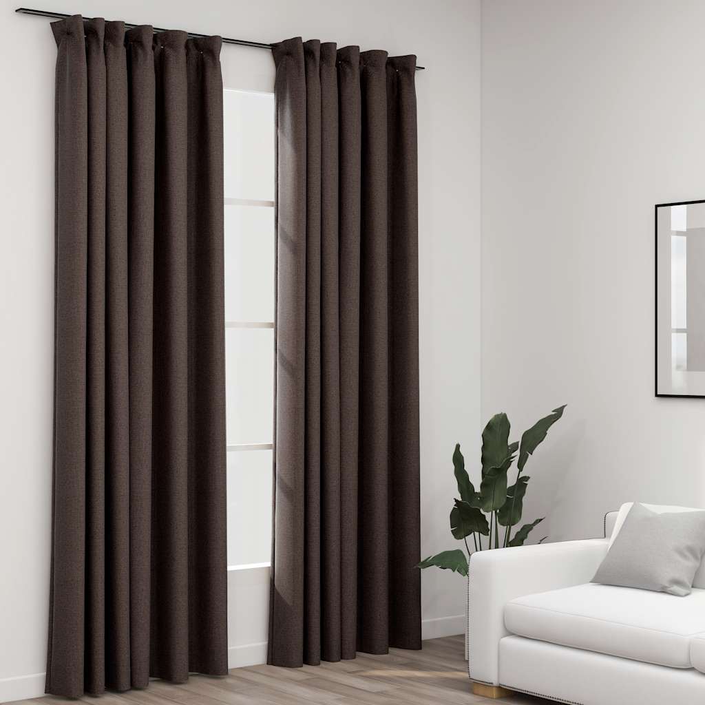 Naktinės užuolaidos su kabliukais, 2vnt., taupe, 140x245cm