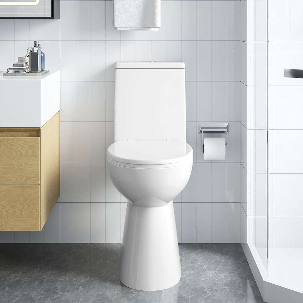 Rimless toilet, 7 cm extra height, soft close, white ceramic