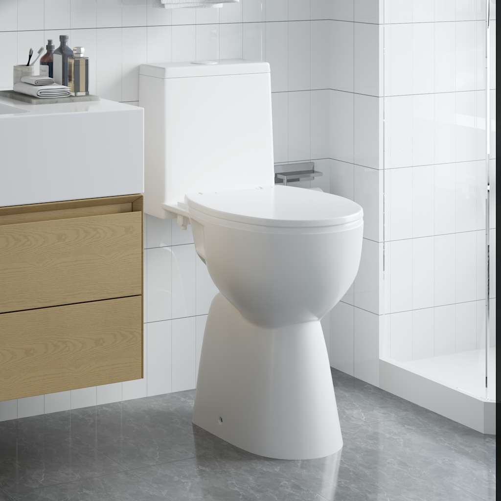Rimless toilet, 7 cm extra height, soft close, white ceramic