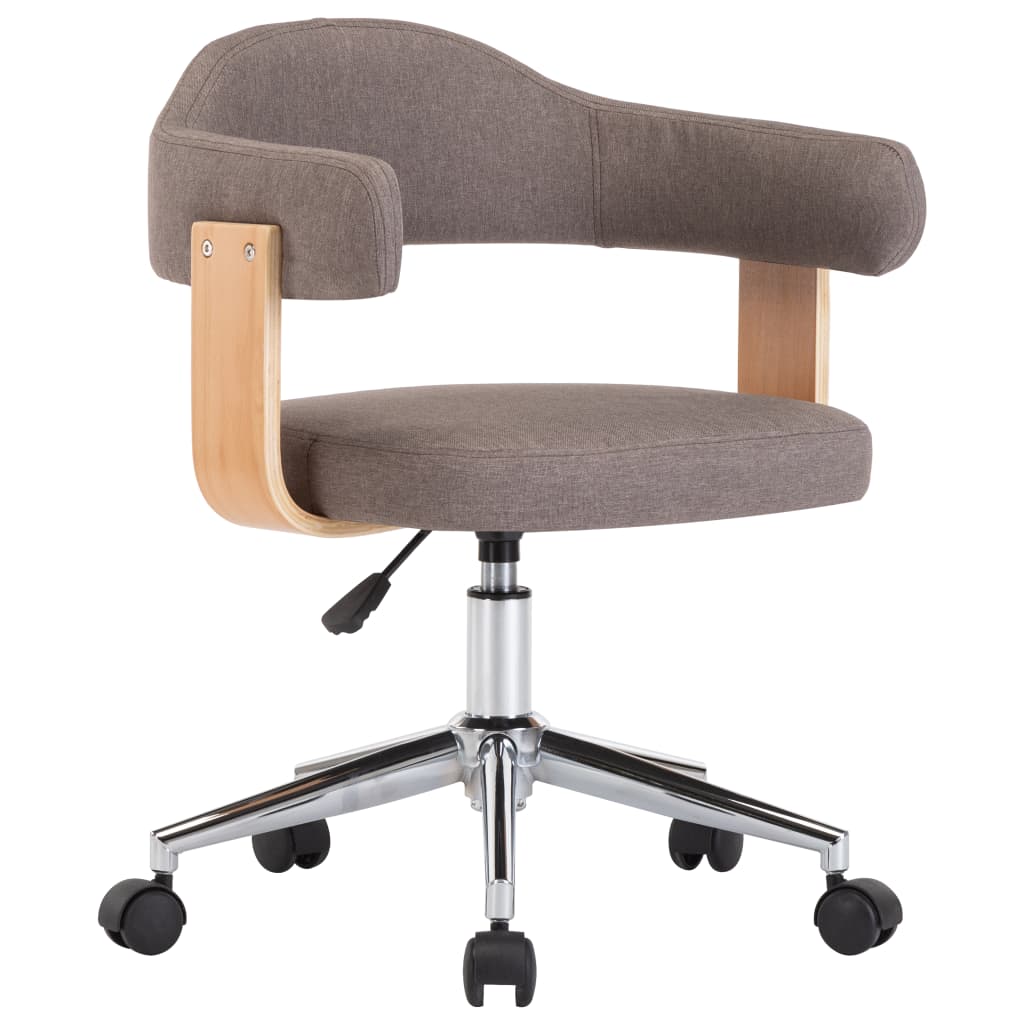 Swivel office chair, taupe, bentwood and fabric