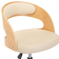 Pasukama biuro kėdė, kreminė, išlenkta mediena ir dirbtinė oda, Ergonominis atlošas | namuideja.lt | ,