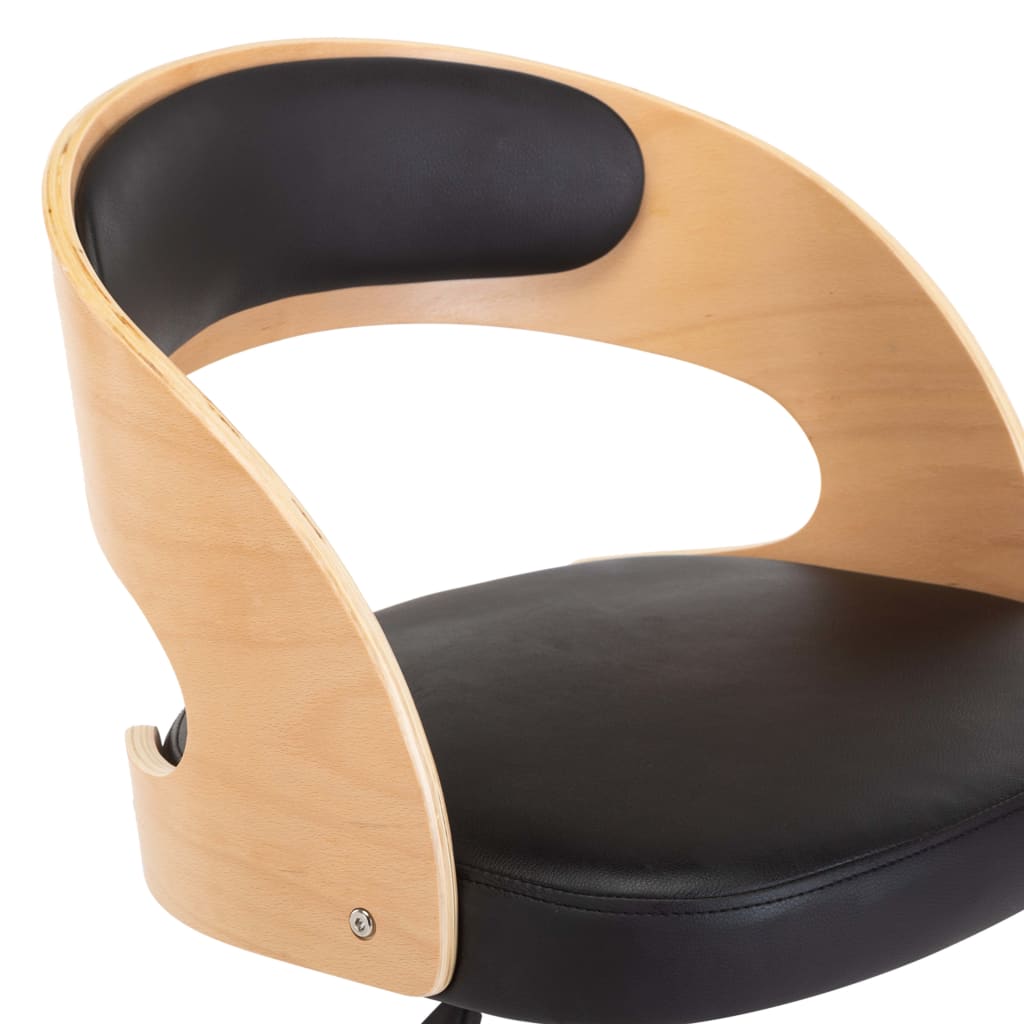 Swivel office chair, black, bent wood and artificial leather