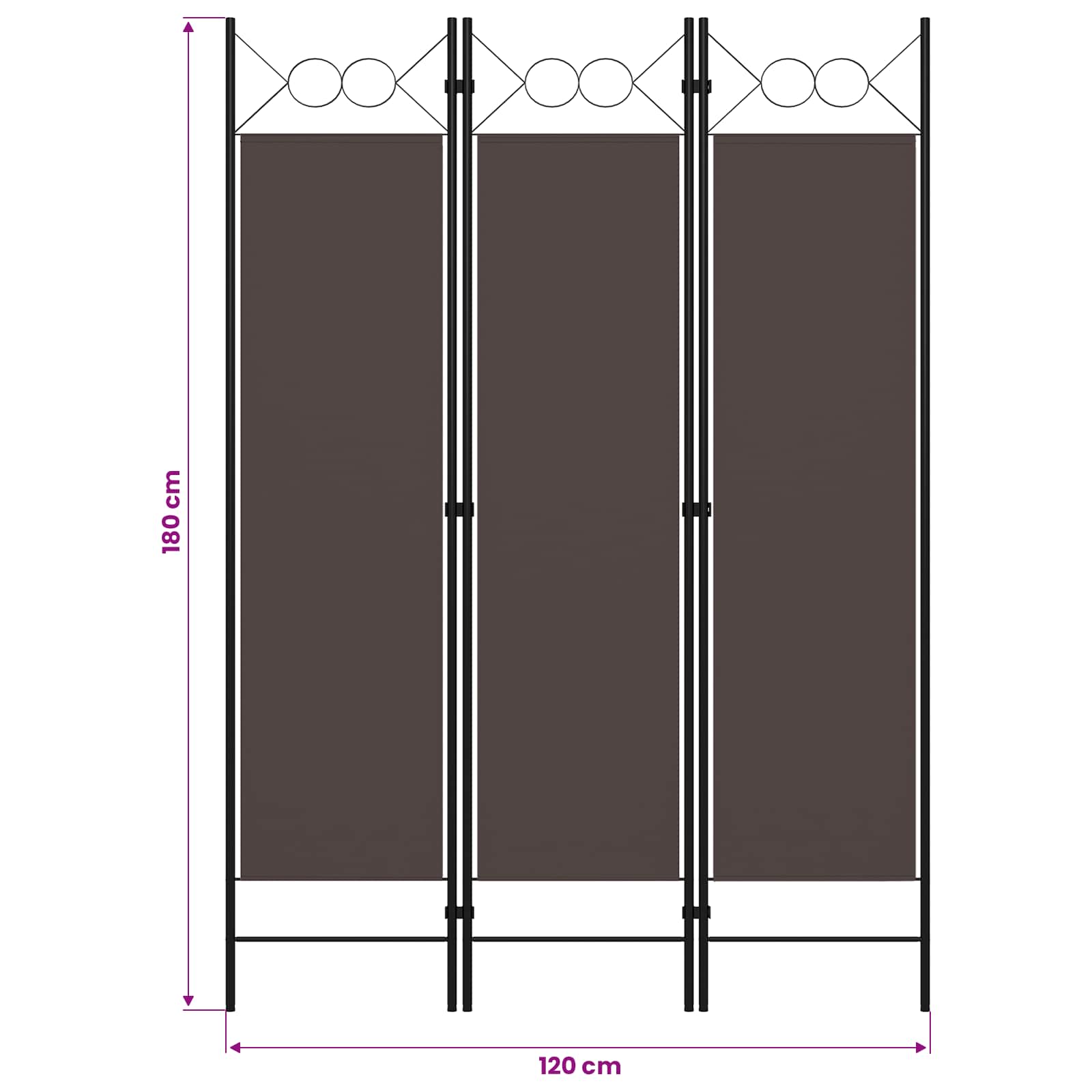 Room divider, 3-panel, brown, 120x180cm