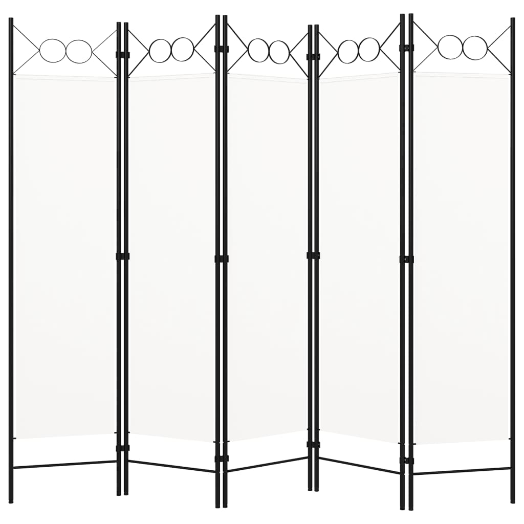 Room divider, 5-panel, white, 200x180cm