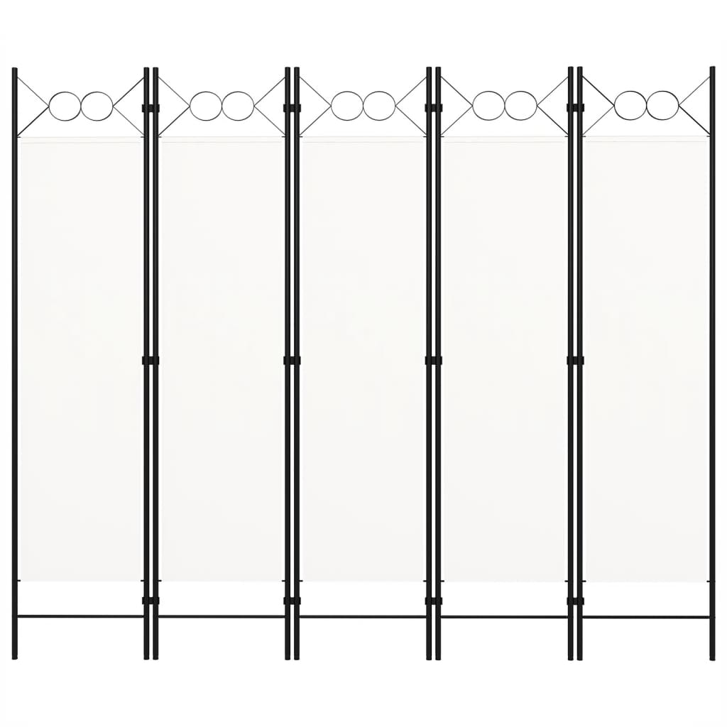 Room divider, 5-panel, white, 200x180cm