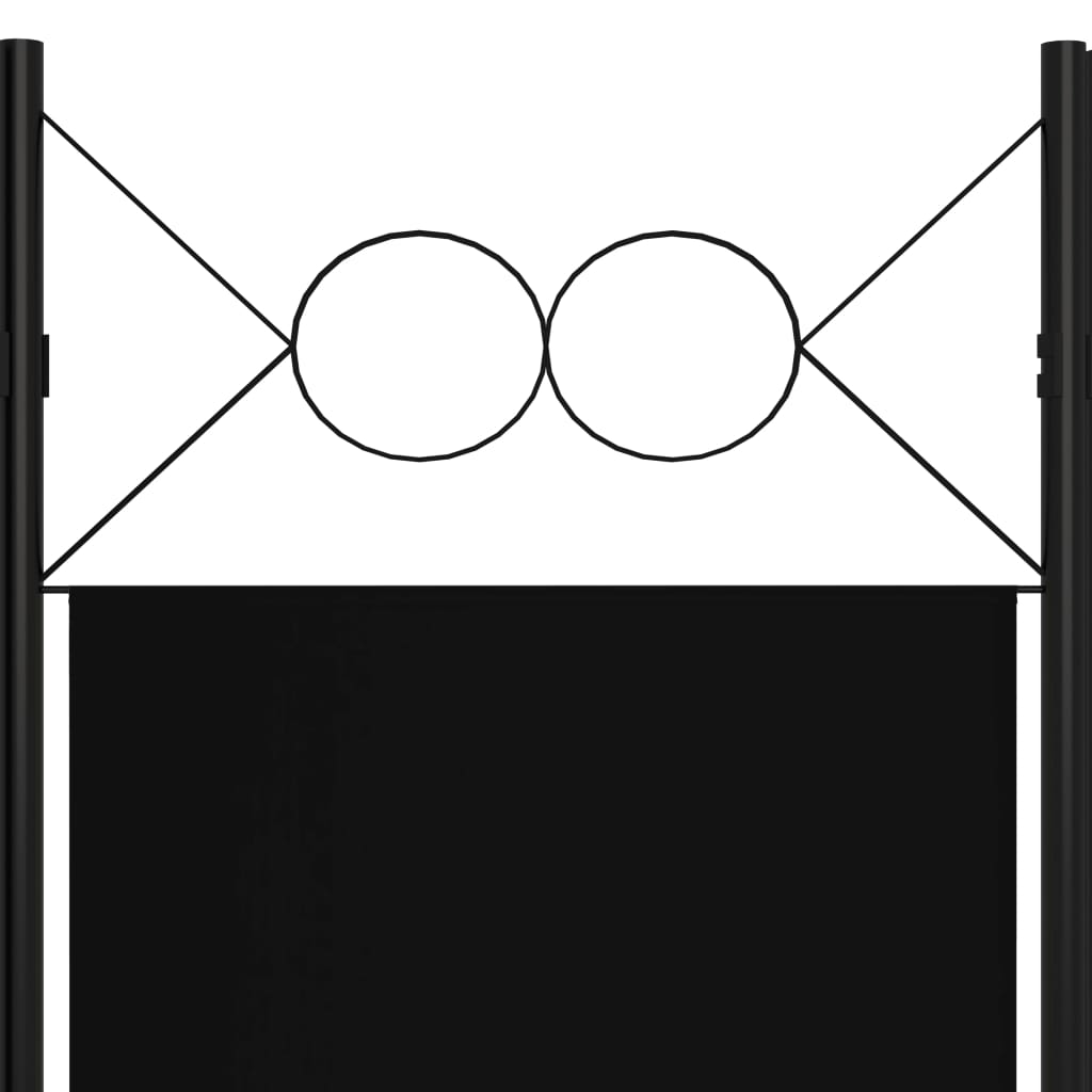 Kambario pertvara, 5 dalių, juodos spalvos, 200x180cm