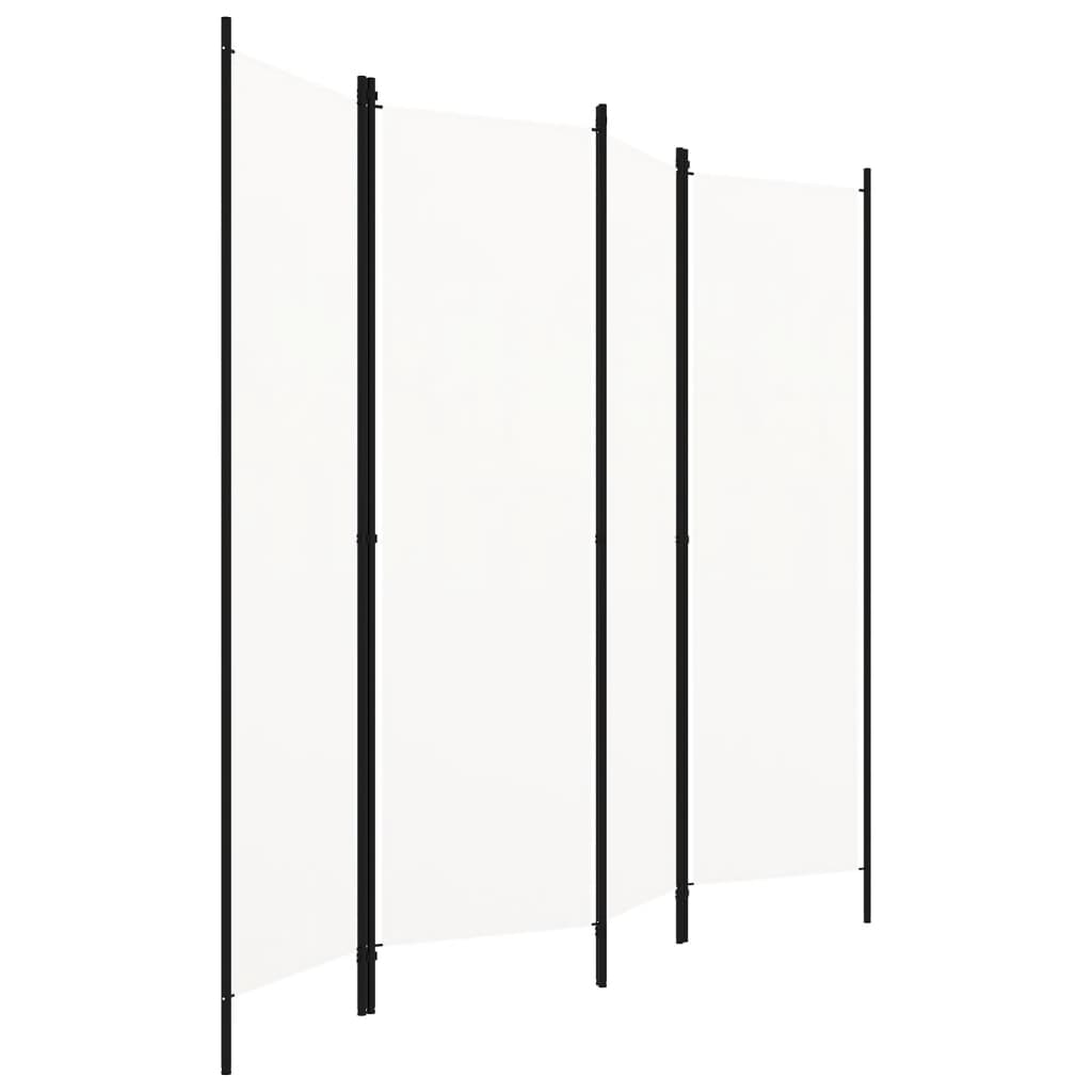 Room Divider, 4-Panel, White, 200x180cm