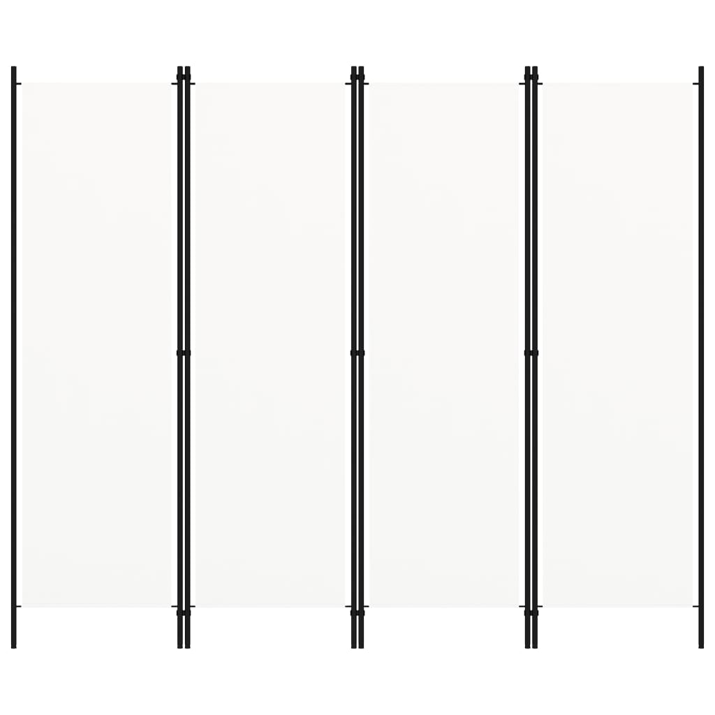Room Divider, 4-Panel, White, 200x180cm