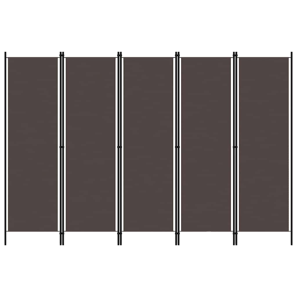 Room divider, 5-panel, brown, 250x180cm