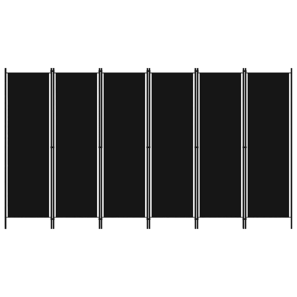 Room Divider, 6-Panel, Black, 300x180cm
