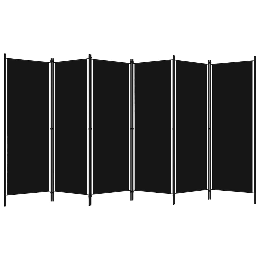 Room Divider, 6-Panel, Black, 300x180cm