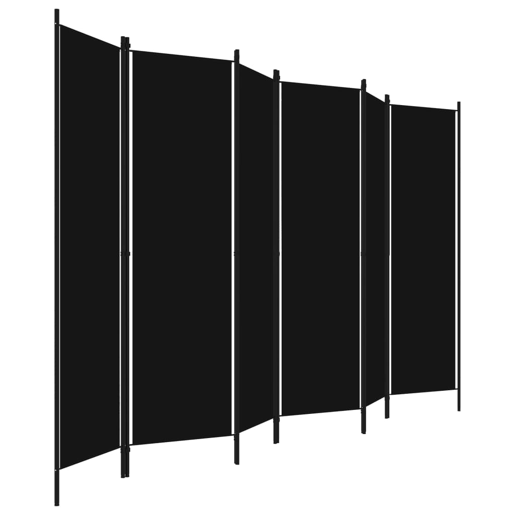 Room Divider, 6-Panel, Black, 300x180cm